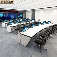 Console de surveillance de salle, bureau, armoire métallique anticorrosion, poste de travail incurvé, éclairage d'ambiance LED pour centre de contrôle de métro