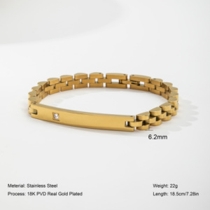 Bracciale YF8120 da <span class=keywords><strong>Donna</strong></span> in Acciaio Inossidabile con Zirconi, Larghezza 6MM, Placcato Oro 18k, Impermeabile, Ideale come Regalo - Product Image 2