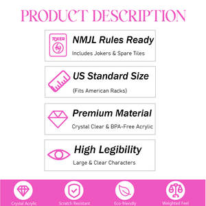 Ensemble de Mahjong américain de luxe rose vif à 4 couches, 160 tuiles de Mahjong, design moderne, matériau acrylique durable pour les jeux d'échecs - Product Image 5