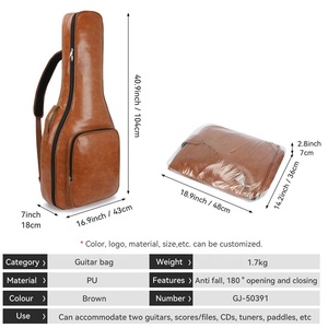 Nouvelles housses de transport pour <span class=keywords><strong>guitare</strong></span> légères, durables, résistantes à l'eau, avec rembourrage en éponge de 0,8 pouce d'épaisseur, douces, imperméables en cuir PU - Product Image 6