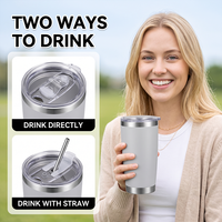 Mug isotherme portable en acier inoxydable de 20 oz, écologique, avec paille, tasse à café isolée sous vide pour usage extérieur