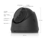 Cámara de Seguridad UniFi UVC-G5-Turret-Ultra-B 4MP PoE con Visión Nocturna de 30m y Detección por IA para Hogar, Oficina, Comercio y Almacén