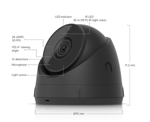Caméra de sécurité PoE UniFi UVC-G5-Turret-Ultra-B 4MP avec vision nocturne de 30 m et détection IA pour la maison, le bureau, les magasins et les entrepôts - Product Image 6