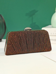 High Fashion Square Pillow Shape Polyester <b>Glitter</b> Pleats Clutch <b>Bag</b> Chain Strap Magnetic Closure for Socialite Party Send Rival - Product Image 5