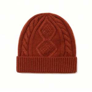 Gorro de Lana Merino Pura para Hombre, Tejido en Cachemira, Otoño Invierno, Jacquard, Bordado 3D, Nuevo Gorro de Lana Tejida Cálido - Product Image 5