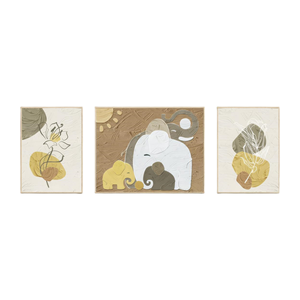 Grès exquis "Famille d'éléphants harmonieux" Peinture décorative pour la maison - Product Image 6