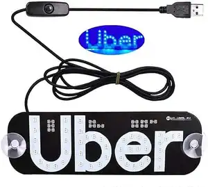 Car LED Light Sign with USB Interface - Blue Light Switch for Easy Nighttime with Suction Cups for Window Glass Adsorption