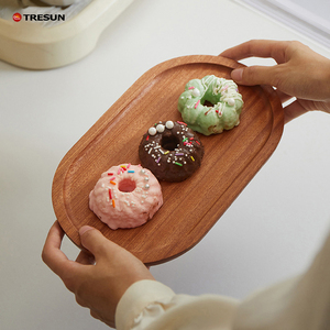 Plateaux de service décoratifs en bois écologiques en ébène, hêtre et noyer noir, ovales, pour la maison et l'hôtel - Product Image 2