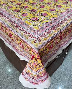 Cubierta de Mantel de algodón 100% con estampado de bloque de mano indio de calidad superior, cubierta de mesa de tamaño personalizado, cubiertas de decoración de boda para hotel y hogar - Product Image 1