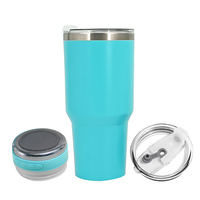 Gobelet de voyage HQ Music Sound 30oz en acier inoxydable avec haut-parleur Bluetooth amovible et chargeur USB
