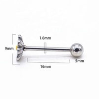 Piercing de langue mignon en émail motif fleur de marguerite, bijou en acier inoxydable, barbell à vis externe motif fleur de soleil, clou de langue