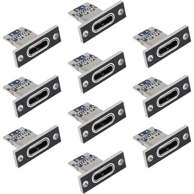 Hot Sales 10pcs Type-C USB Jack 3.1 Type-C 2/4 Pin Female Connector Jack Charging Port USB 3.1 Type C Socket With Fixing Plate