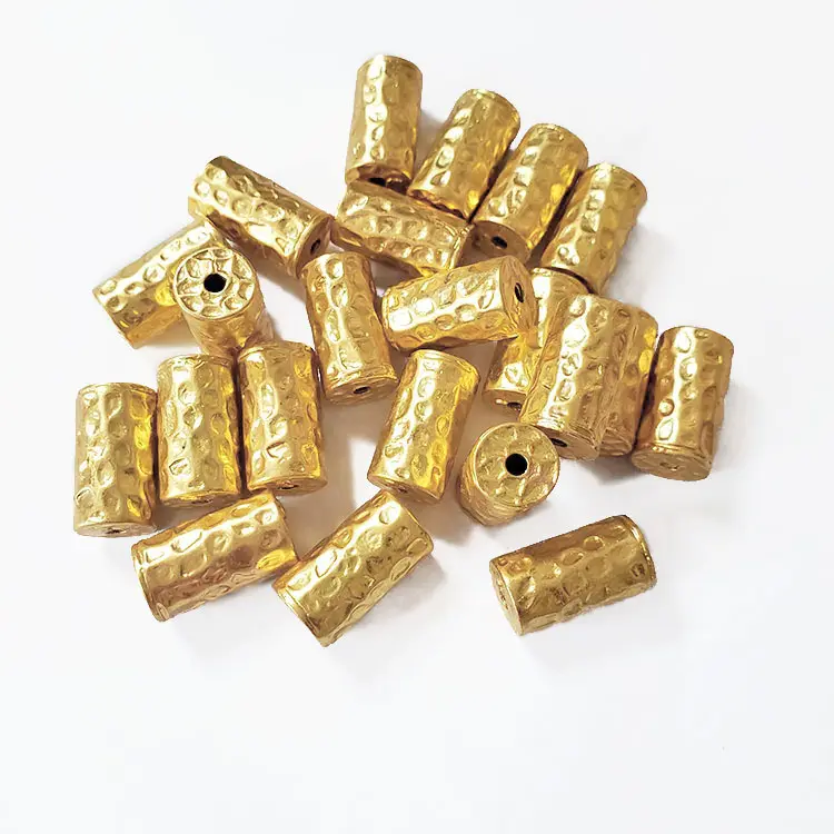 JS1349 matte gold plated hammered tube spacer beads for jewelry making