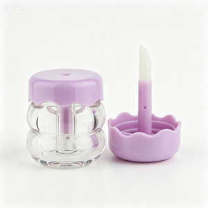 Tube de gloss à lèvres en plastique transparent avec bouchon à vis violet 5 ml, contenant cosmétique pour l'emballage d'huile à lèvres - Product Image 3