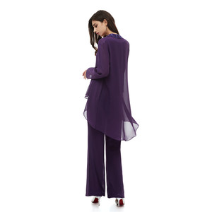 3Pcs <span class=keywords><strong>Pantalon</strong></span> Costume pour Femmes 2020 New Purple Fashion Wholesale Mother of the Bridal Dress Plus Size Evening Dress Suits - Product Image 3