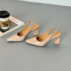 Escarpins à bout pointu pour femmes Xinbaisheng, talon épais 6-8 cm, tendance mode, usage quotidien - Product Image 1