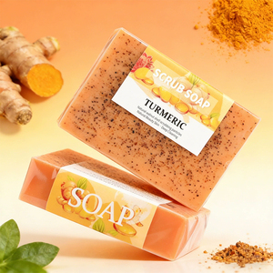 สบู่ขัดผิวทำจากขมิ้นสำหรับขัดผิวด้วยน้ำมันมะกอกและสารสกัดจากขิงช่วยทำความสะอาดและฟื้นฟูผิว - Product Image 4