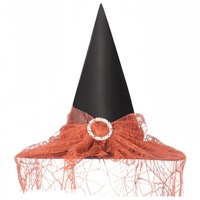 Accessoires de décoration d'Halloween, chapeau de sorcière, cosplay adulte, voile en dentelle magique, chapeaux de sorcier pour femmes et filles, fête de cosplay