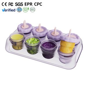 Contenedores al por mayor para almacenar alimentos de bebé con tapas de silicona para congelar, usar en microondas y hacer helados. - Product Image 1