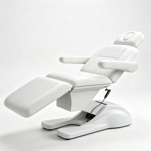 Fauteuil de massage électrique blanc réglable pour salon et spa avec appui-tête, repose-jambes et base incurvée - Product Image 2