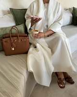 Robe de prière personnalisée OEM à faible MOQ, Abaya de luxe islamique pour femmes, en tissu sandwich blanc, style ample de Dubaï, pour l'Aïd et le Ramadan