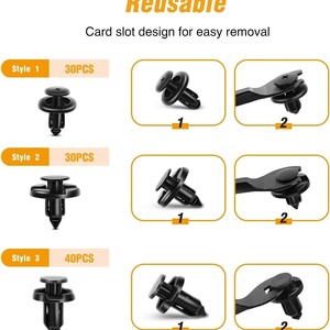 Clips de Reparación Automotriz Subaru: Sujetadores de Empuje de Deslizamiento Suave 90914-0007, 90913-0067, 90914-0051 (100 Unidades) - Product Image 2