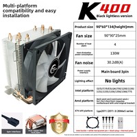 Refroidisseur de processeur K-Clasp à quatre tubes en cuivre K400, ventilateur silencieux de 9 cm, 1150/1700 12e génération pour X99/2011, liaison cuivre-aluminium