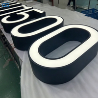 Enseigne lumineuse LED 3D extérieure en acier inoxydable, logo d'entreprise personnalisé illuminé pour restaurant, pizzeria, magasin