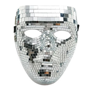 Cadılar bayramı Cosplay kostüm lüks ayna cam klasik tipo baskılı gerçekçi tam yüz maskeli disko topu Glitter maske - Product Image 5