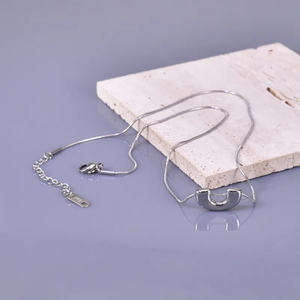 Elegante estilo simple 18K chapado en oro colgante collar con cadena de cuerda al por mayor 304 joyería de acero inoxidable perla Streetwear - Product Image 5