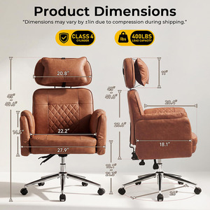 Vente directe usine Chaise de bureau de direction en cuir de luxe, pivotante et réglable en hauteur - Product Image 2