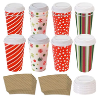 Tasse à thé au lait rouge à double paroi jetable avec logo personnalisable avec couvercle pour boissons chaudes Gobelet en papier de Noël Style à paroi unique pour le vin