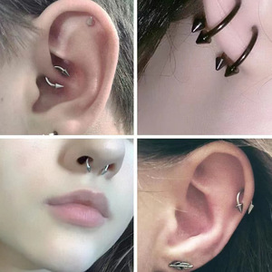 Titanium F136 Horseshoe <b>Ring</b> Spike <b>Nose</b> Stud Ear Piercing Jewelry Unisex <b>Silver</b> Gold 8mm 10mm 12mm - Product Image 2