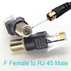 High Quality RF To RJ45 Converter Adapter F Type To RJ45 Crystal Head Adapter Coaxial Barrel Coupler Connector