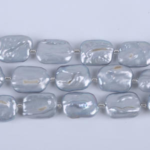 Perles d'eau douce rectangulaires baroques plaquées grises naturelles en gros, 18 cm 14-16 mm, perles en vrac pour bracelet DIY - Product Image 4