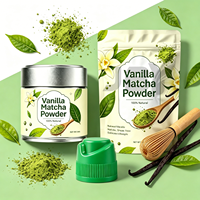 JBY OEM, Etiqueta Privada, Polvo de Matcha Latte de Vainilla, Polvo de Té de Matcha y Vainilla Instantáneo Orgánico, Lata/Tapa de Botella