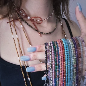 2025 bijoux de mode à la mode à la main <span class=keywords><strong>color</strong></span>é Boho tour de cou chaîne pierres précieuses cristal pierre naturelle perle collier pour femmes fille cadeau - Product Image 4