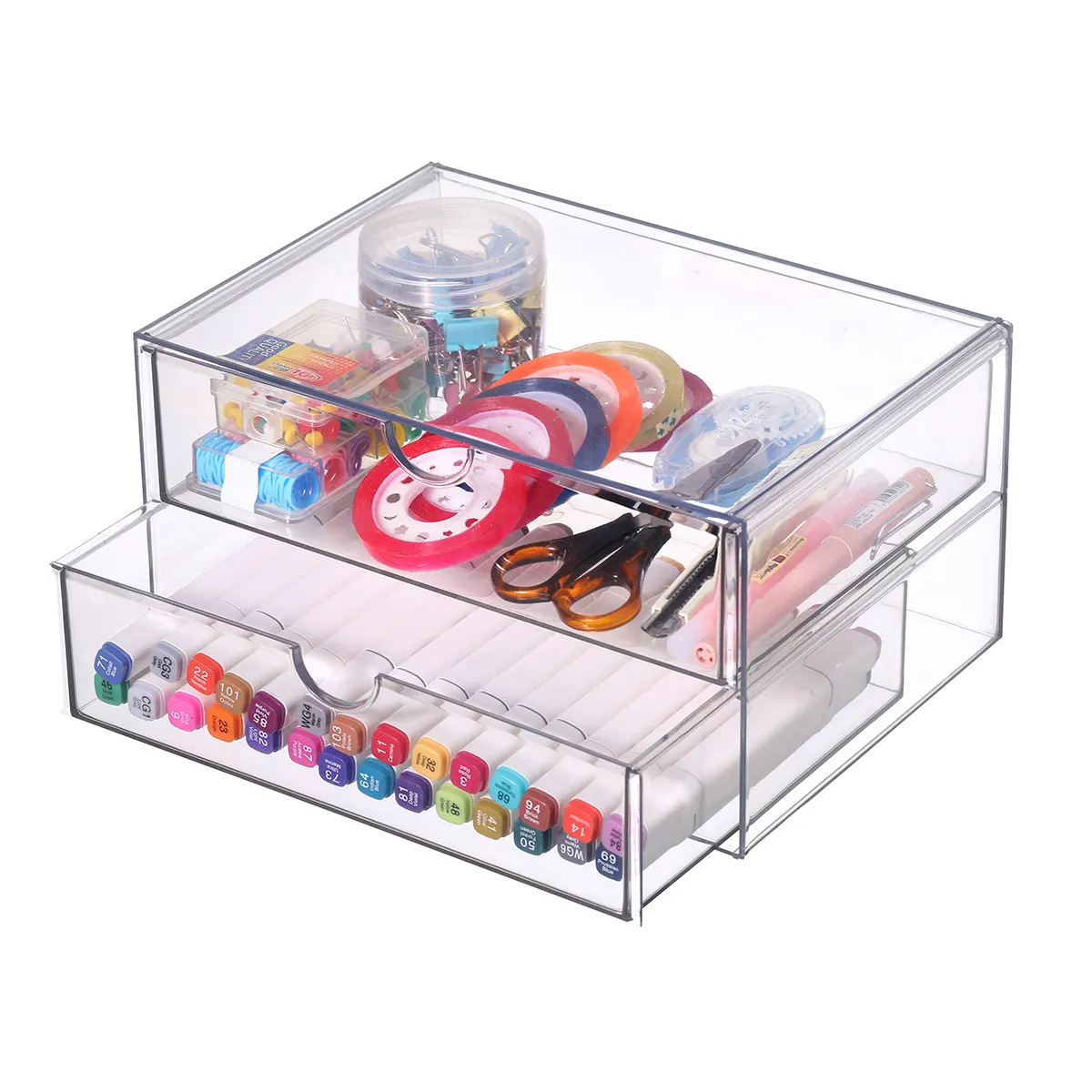 Wholesale PET Plastic Drawer Organizer Transparent Desktop Cosmetic Storage Box Pen Organizer for Desk