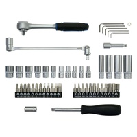 Jeu de clés à douilles à double tête flexible CR-V de 49 pièces, douilles profondes, à commande manuelle, en chrome vanadium, avec porte-embouts 1/4, boîte à outils OEM