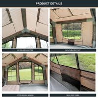 Tente Gonflable QT 17.2, Cabane de Camping Extérieure Verte, Imperméable, Installation Rapide, Quatre Saisons, Double Couche