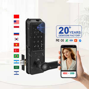 Moderner Stil Hochwertiger Aluminium-Hebelgriff-Schloss 3D Smart Tuya Fingerabdruck-Technologie für Holztür WLAN-Kamera Cloud-Daten - Product Image 1