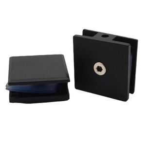 Clip Cuadrado de Acero Inoxidable para Vidrio, Negro, de un Solo Orificio, para Fijación de Puertas de Ducha y Mamparas sin Marco - Product Image 1