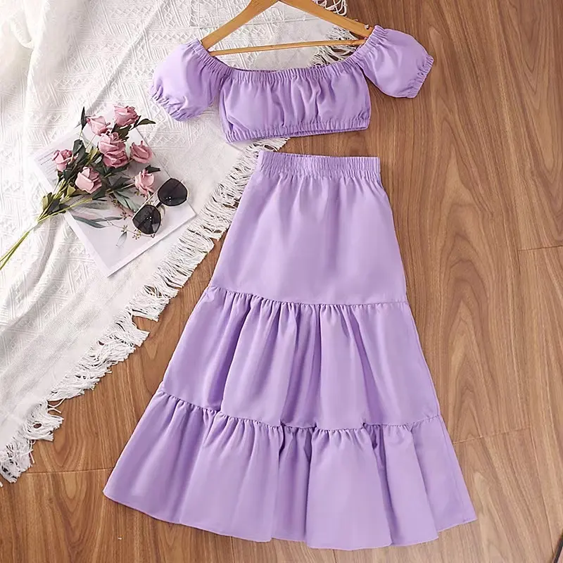 6 8 10 12 Years Old Teen Summer Dress 2022 Kids 2 Piece Children's Clothing Girls Clothes for Teenage Skirt Girl's Clothing Sets