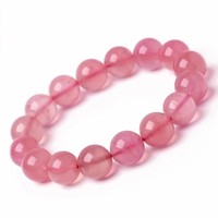 Bracelet en quartz rose naturel poli de Guangzhou, pierre rose pêche de mine ancienne, bijoux pour femme, attire l'amour, améliore l'attraction