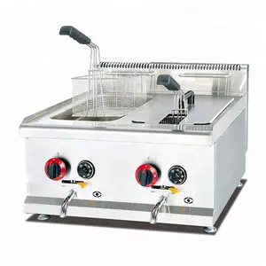 Acier inoxydable 11L 1 Réservoir 2 Panier Table Top Gaz Friteuse HY-73