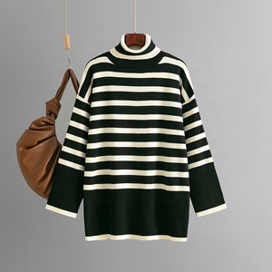<span class=keywords><strong>Pull</strong></span> col roulé rayé pour <span class=keywords><strong>femme</strong></span>, <span class=keywords><strong>grande</strong></span> <span class=keywords><strong>taille</strong></span>, ample, décontracté, tricoté, style streetwear, manches longues, <span class=keywords><strong>pull</strong></span> basique tendance - Product Image 2