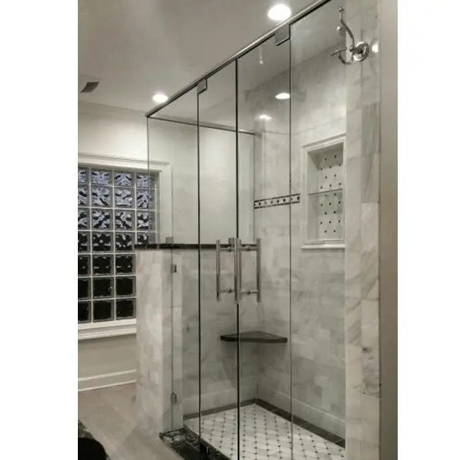 Pivot écran de douche balançoire douche porte en verre acrylique carré droit Géorgie sans cadre charnière verre mur cadre petit 8mm 2 ans