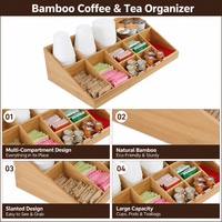 Organisateur de bureau moderne en bambou naturel écologique, multi-compartiments, pour sachets de thé et épices, idéal pour le bureau, la cuisine et la coiffeuse