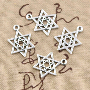 Dijes Estrella de <span class=keywords><strong>David</strong></span> Escudo 22x16mm Colgantes de color plata tibetana Joyería antigua Fabricación DIY Artesanía hecha a mano - Product Image 3