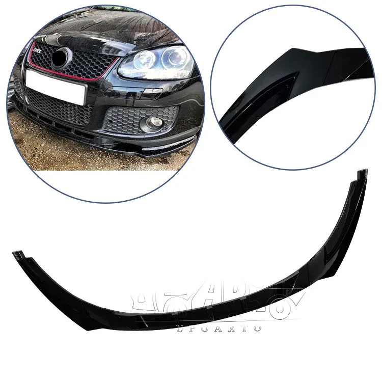 Accessoires automobiles modifiés en Fiber de carbone ABS, 3 Sections de remplacement, séparateur de lèvre de pare-chocs avant pour VW Golf 5 MK5 GTI